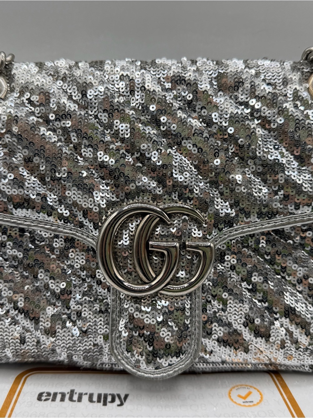 Gucci Silver Sequin GG Crossbody Bag